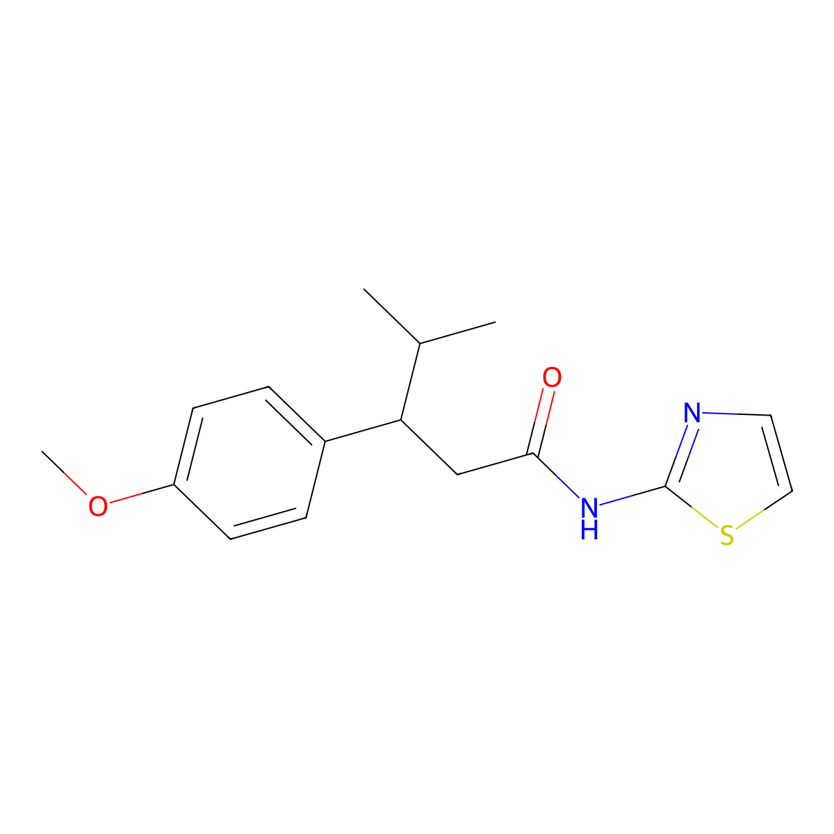 3-(4-methoxyphenyl)-4-methyl-N-(1,3-thiazol-2-yl)pentanamide molecular structure, CAS 799799-53-4