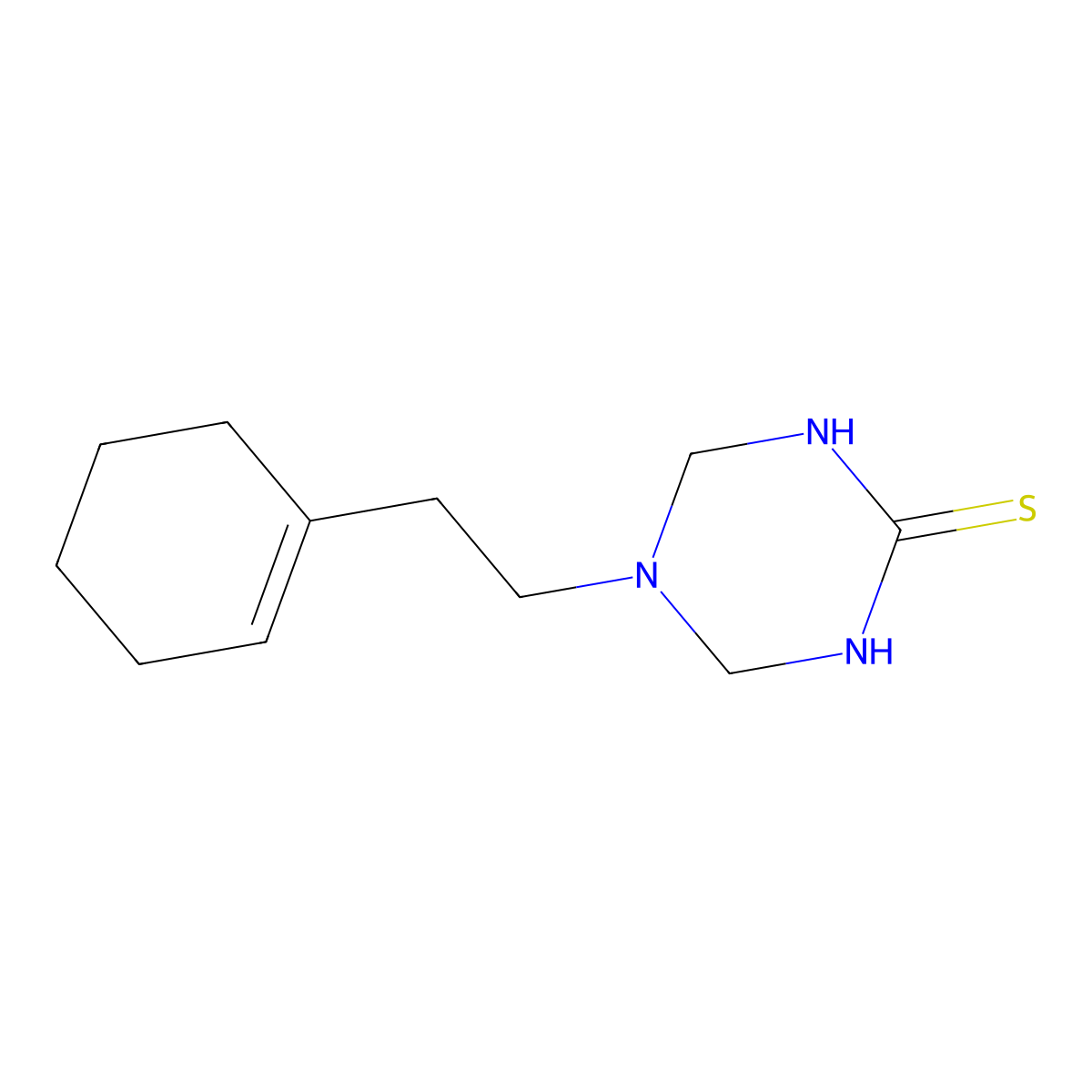 5-[2-(Cyclohexen-1-yl)ethyl]-1,3,5-triazinane-2-thione molecular structure, CAS 799800-55-8