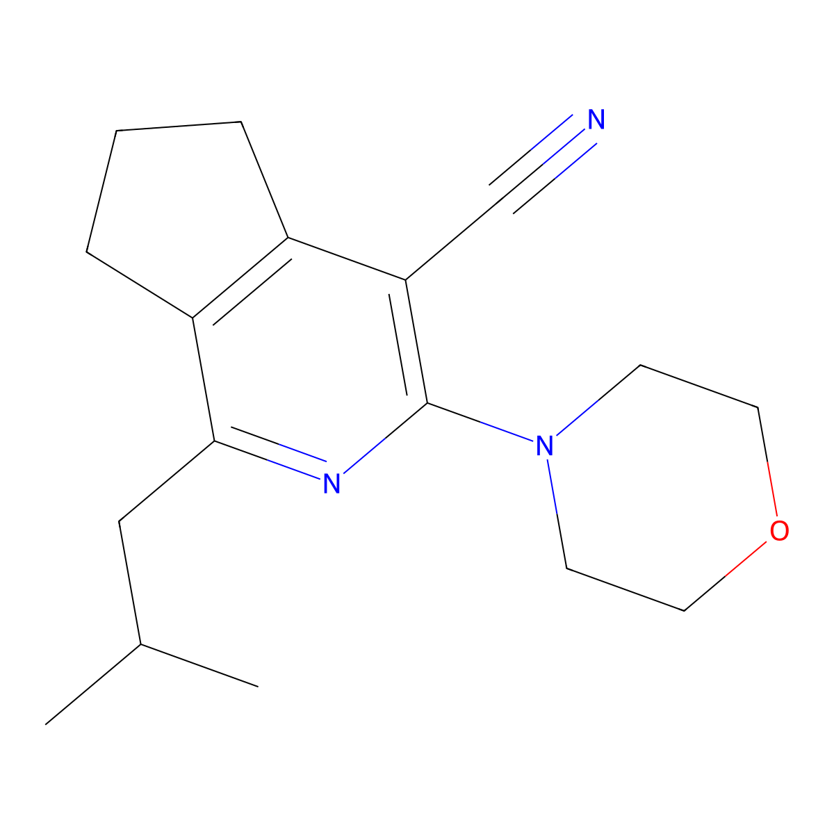 1-(2-methylpropyl)-3-morpholin-4-yl-6,7-dihydro-5H-cyclopenta[c]pyridine-4-carbonitrile molecular structure, CAS 799801-83-5