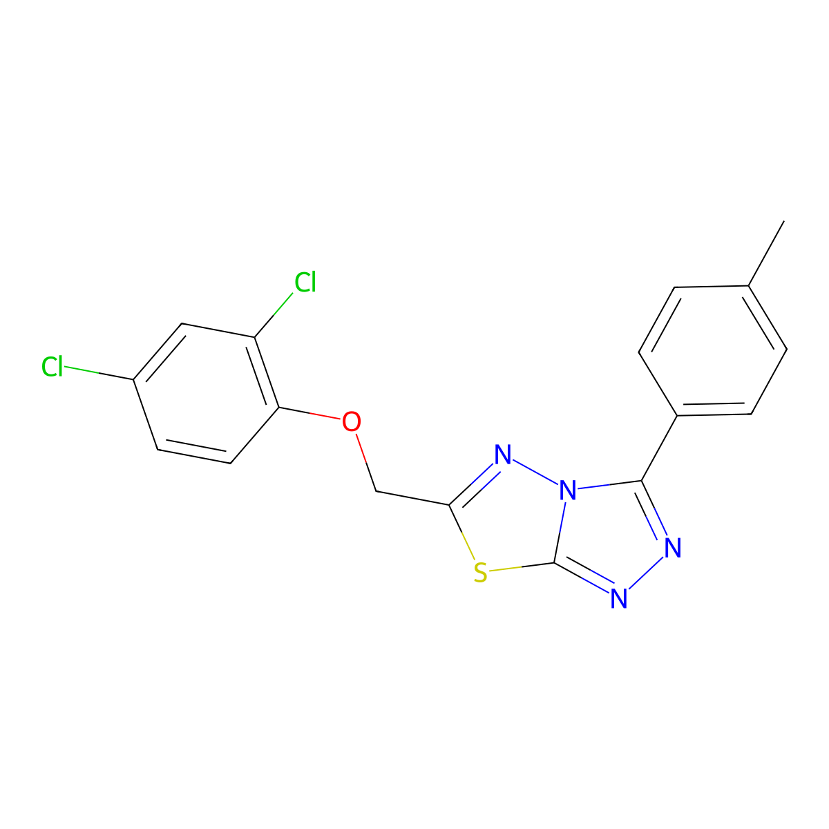 2,4-Dichlorophenyl [3-(4-methylphenyl)[1,2,4]triazolo[3,4-b][1,3,4]thiadiazol-6-yl]methyl ether molecular structure, CAS 799802-09-8