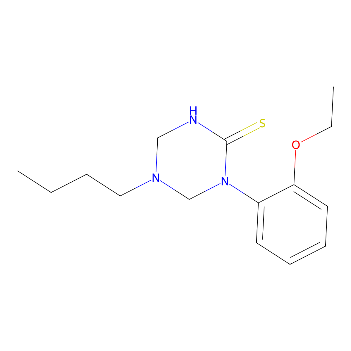 5-Butyl-1-(2-ethoxyphenyl)-1,3,5-triazinane-2-thione molecular structure, CAS 799802-86-1