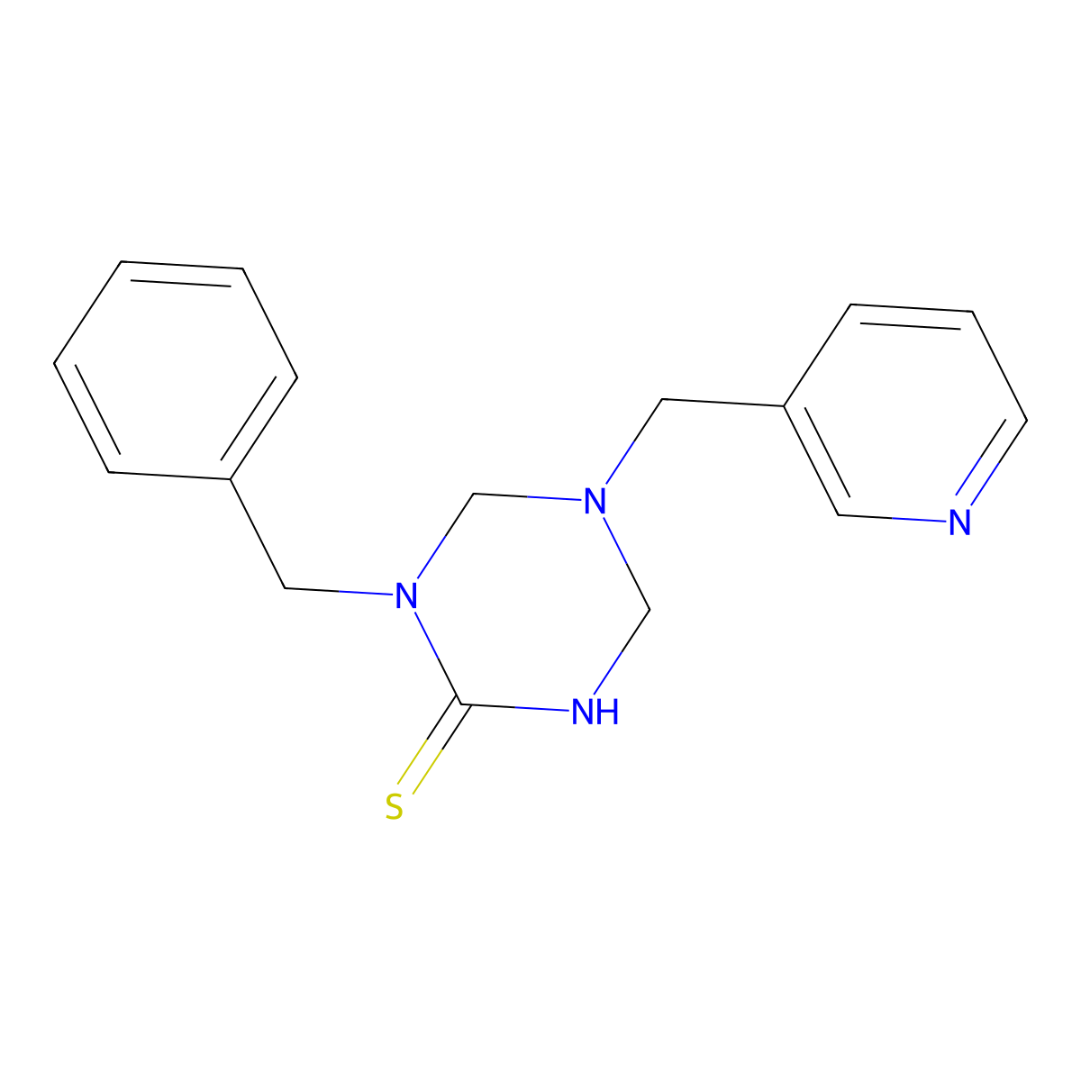 1-Benzyl-5-(pyridin-3-ylmethyl)-1,3,5-triazinane-2-thione molecular structure, CAS 799802-99-6