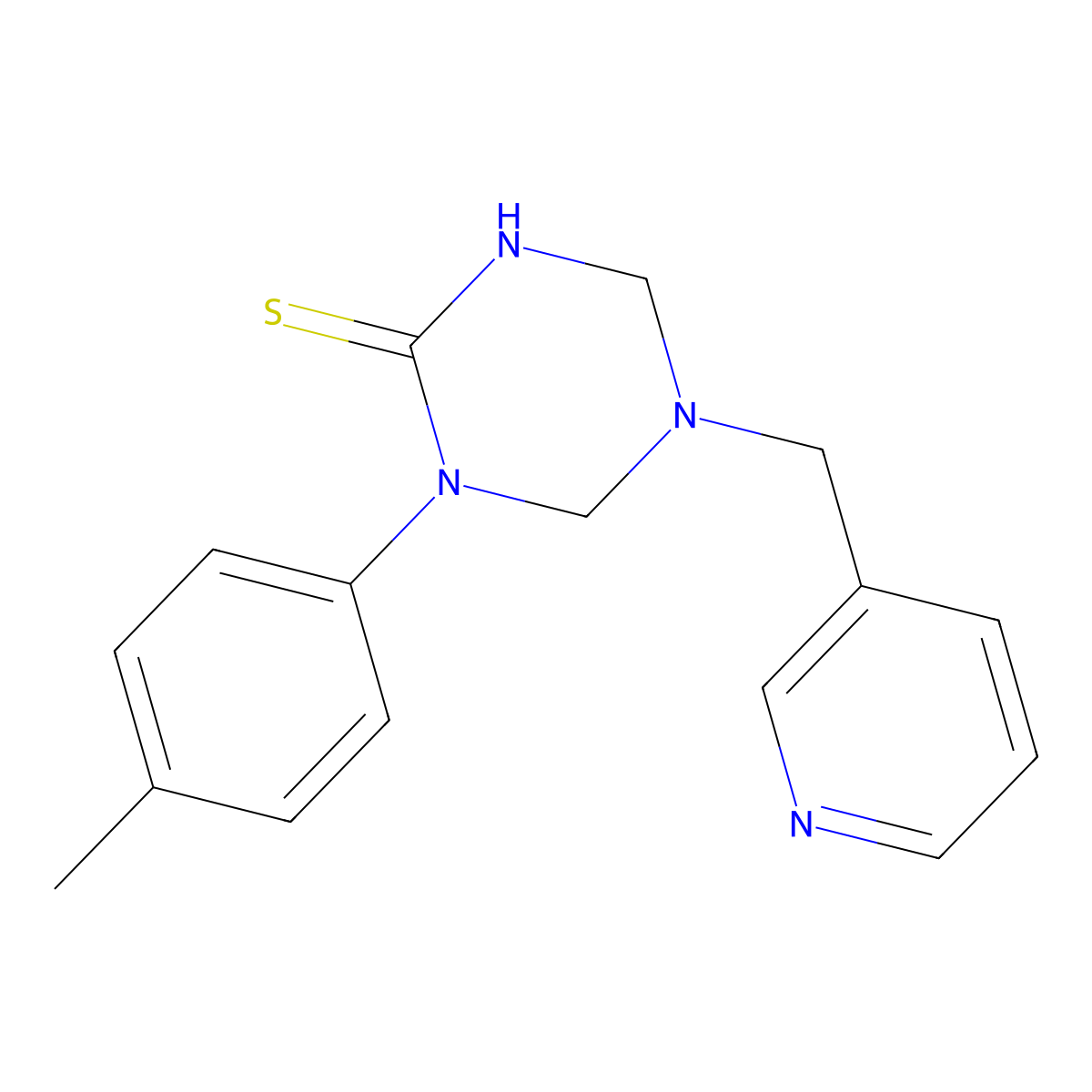 1-(4-Methylphenyl)-5-(pyridin-3-ylmethyl)-1,3,5-triazinane-2-thione molecular structure, CAS 799803-02-4