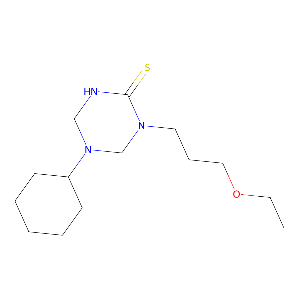 5-Cyclohexyl-1-(3-ethoxypropyl)-1,3,5-triazinane-2-thione molecular structure, CAS 799806-69-2