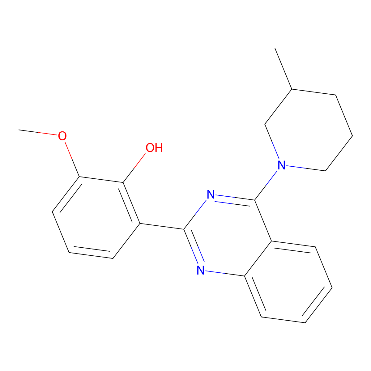 2-Methoxy-6-(4-(3-methylpiperidin-1-yl)quinazolin-2-yl)phenol molecular structure, CAS 799806-83-0