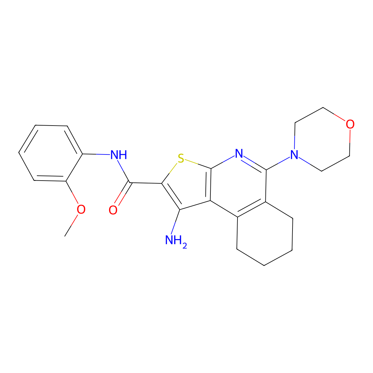1-amino-N-(2-methoxyphenyl)-5-morpholin-4-yl-6,7,8,9-tetrahydrothieno[2,3-c]isoquinoline-2-carboxamide molecular structure, CAS 799806-96-5