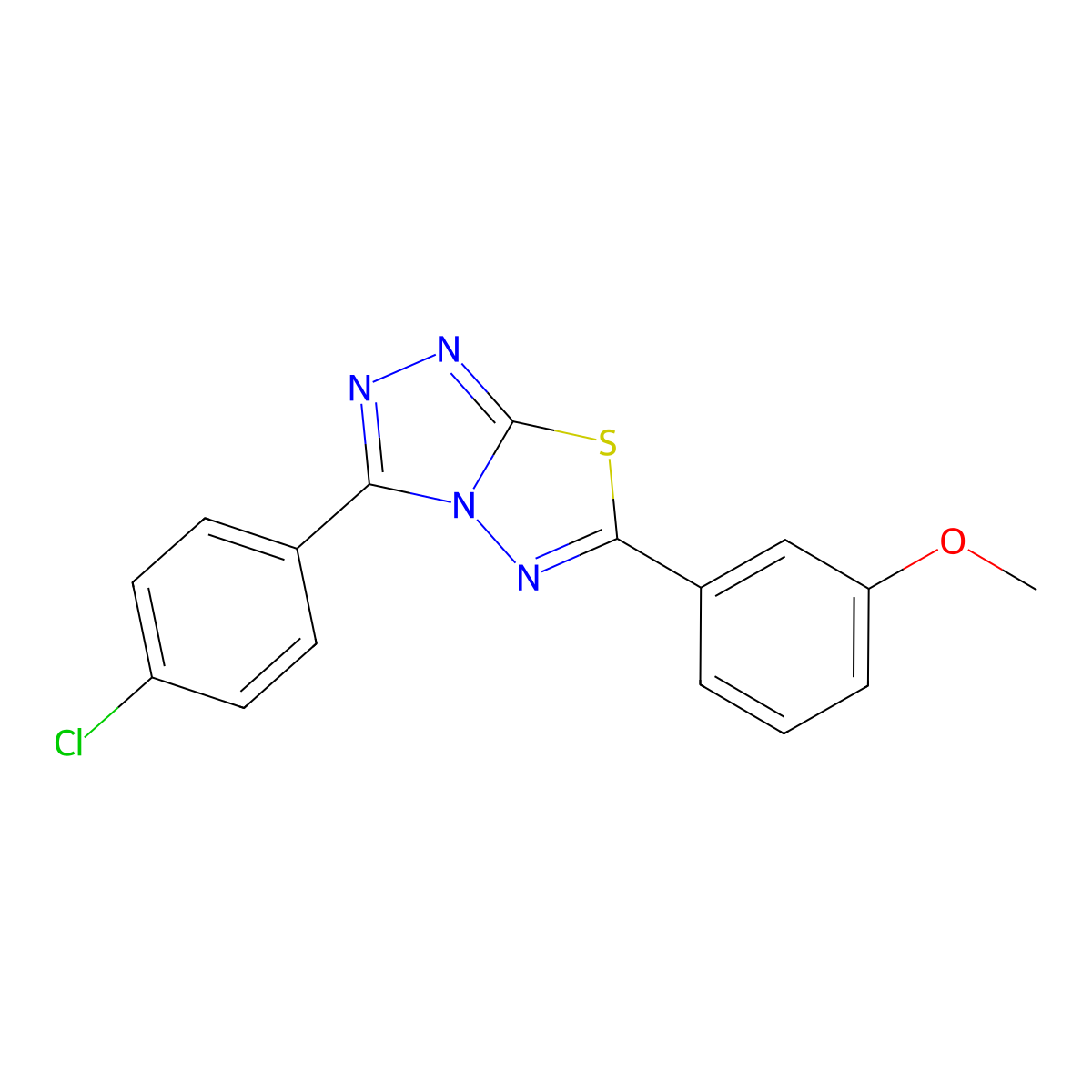3-(4-Chlorophenyl)-6-(3-methoxyphenyl)-[1,2,4]triazolo[3,4-b][1,3,4]thiadiazole molecular structure, CAS 799807-23-1