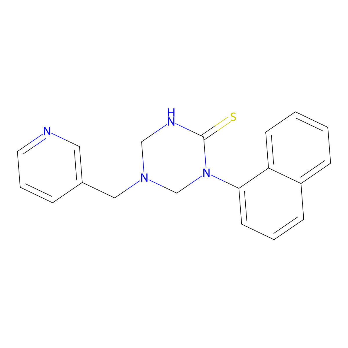 1-Naphthalen-1-yl-5-(pyridin-3-ylmethyl)-1,3,5-triazinane-2-thione molecular structure, CAS 799807-64-0