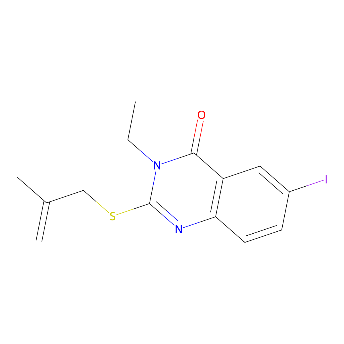 3-ethyl-6-iodo-2-[(2-methyl-2-propenyl)sulfanyl]-4(3H)-quinazolinone molecular structure, CAS 799808-99-4