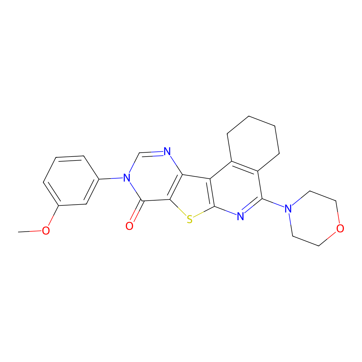 9-(3-methoxyphenyl)-5-morpholino-1,2,3,4-tetrahydropyrimido[4',5':4,5]thieno[2,3-c]isoquinolin-8(9H)-one molecular structure, CAS 799809-69-1