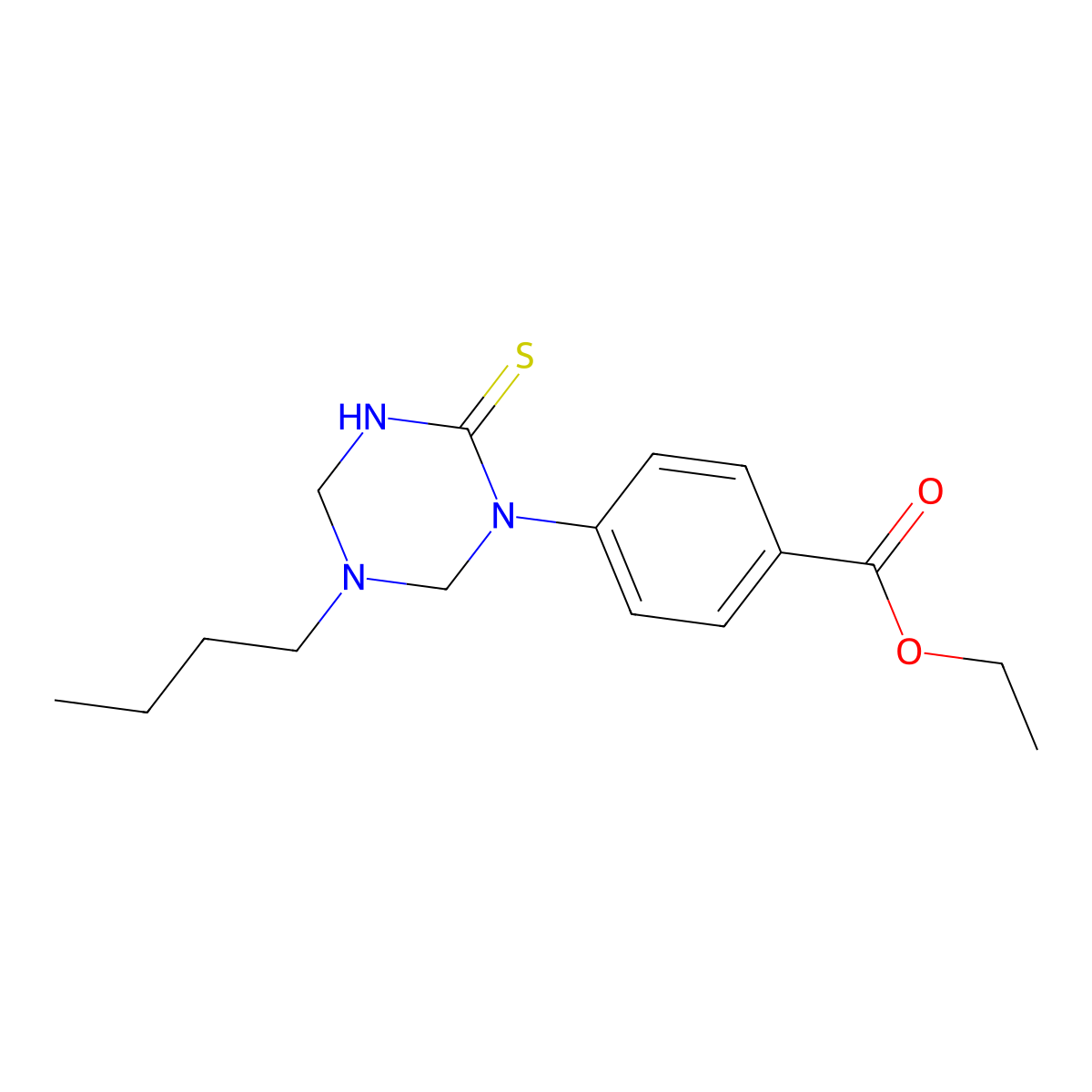 Ethyl 4-(5-butyl-2-thioxo-1,3,5-triazinan-1-yl)benzoate molecular structure, CAS 799816-13-0