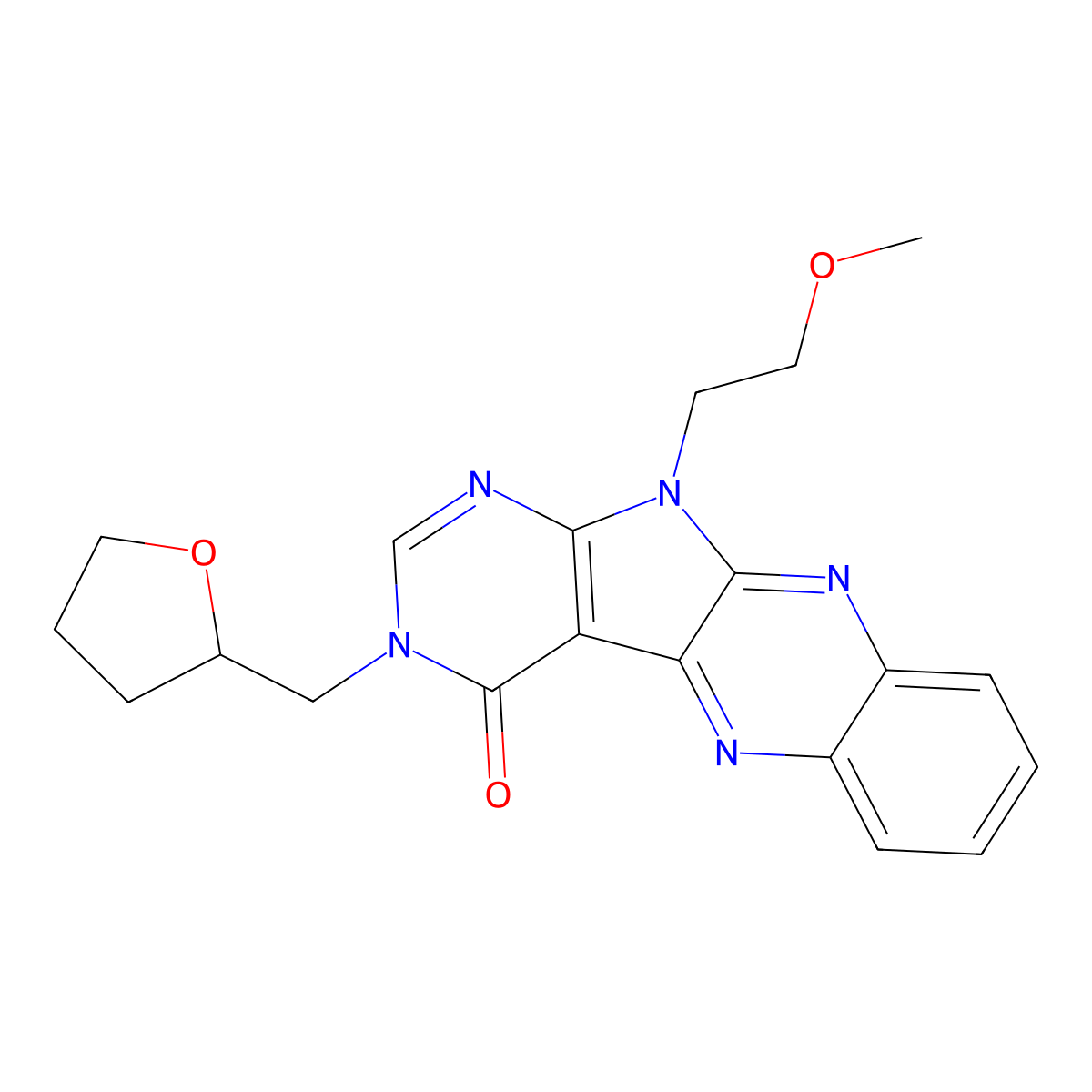 11-(2-methoxyethyl)-3-((tetrahydrofuran-2-yl)methyl)-3H-pyrimido[5',4':4,5]pyrrolo[2,3-b]quinoxalin-4(11H)-one molecular structure, CAS 799817-10-0