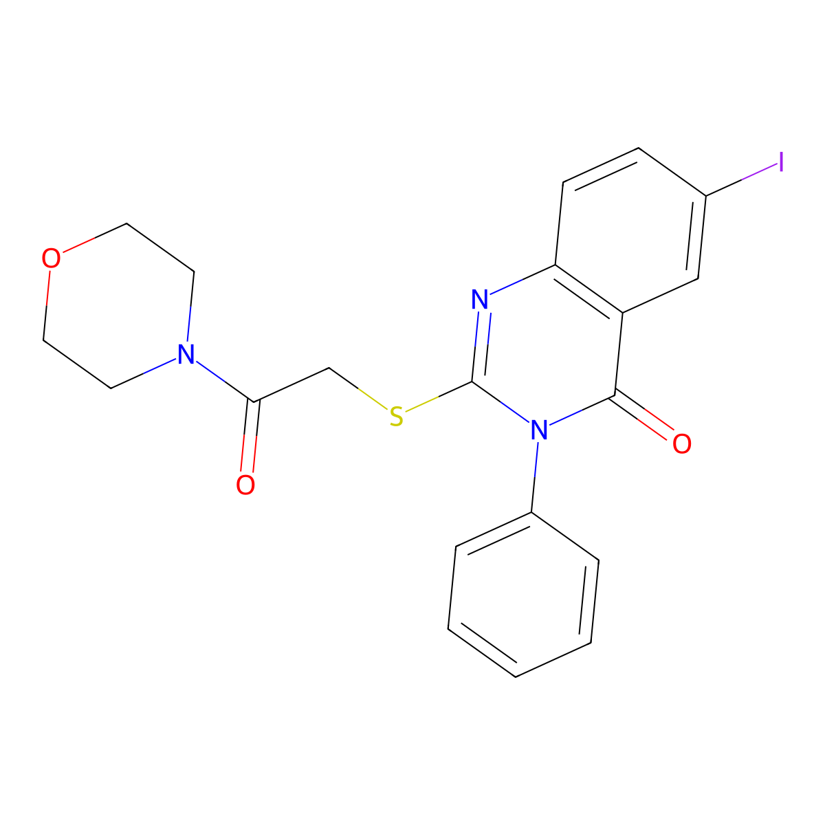 6-Iodo-2-(2-morpholin-4-yl-2-oxoethyl)sulfanyl-3-phenylquinazolin-4-one molecular structure, CAS 799817-16-6