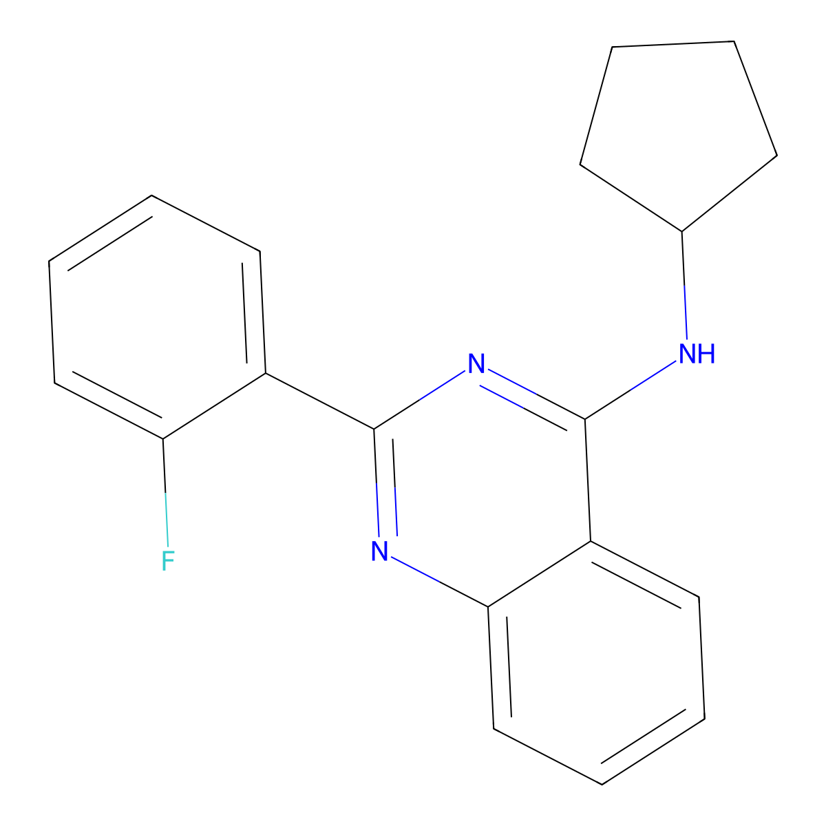 N-cyclopentyl-2-(2-fluorophenyl)quinazolin-4-amine molecular structure, CAS 799818-87-4