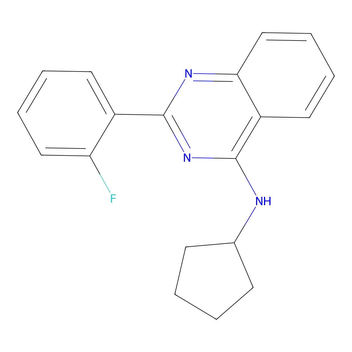 N-cyclopentyl-2-(2-fluorophenyl)quinazolin-4-amine molecular structure, CAS 799818-87-4
