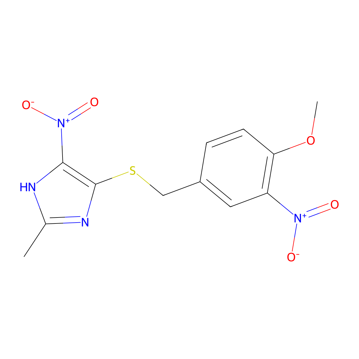4-[(4-methoxy-3-nitrophenyl)methylsulfanyl]-2-methyl-5-nitro-1H-imidazole molecular structure, CAS 799825-19-7