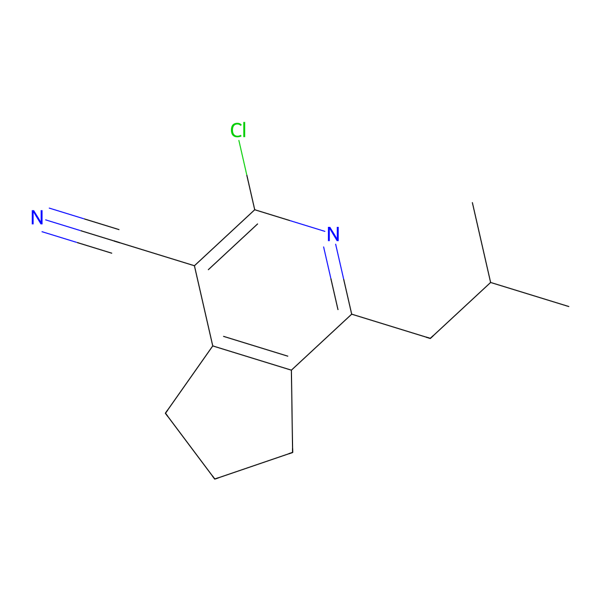 3-chloro-1-(2-methylpropyl)-6,7-dihydro-5H-cyclopenta[c]pyridine-4-carbonitrile molecular structure, CAS 799826-04-3