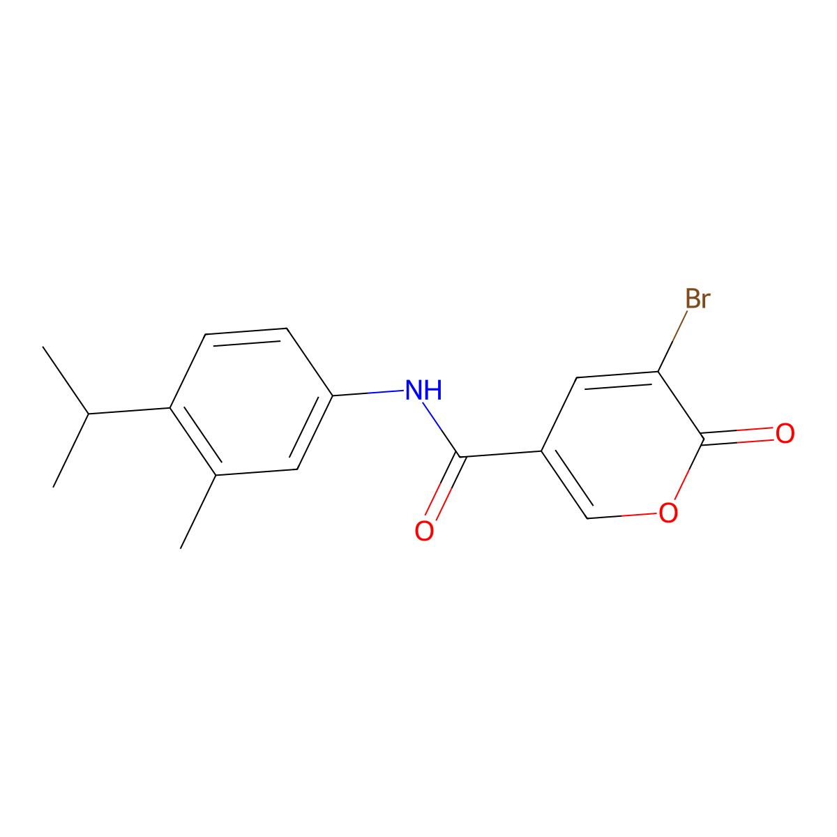 5-bromo-N-(3-methyl-4-propan-2-ylphenyl)-6-oxopyran-3-carboxamide molecular structure, CAS 799828-73-2
