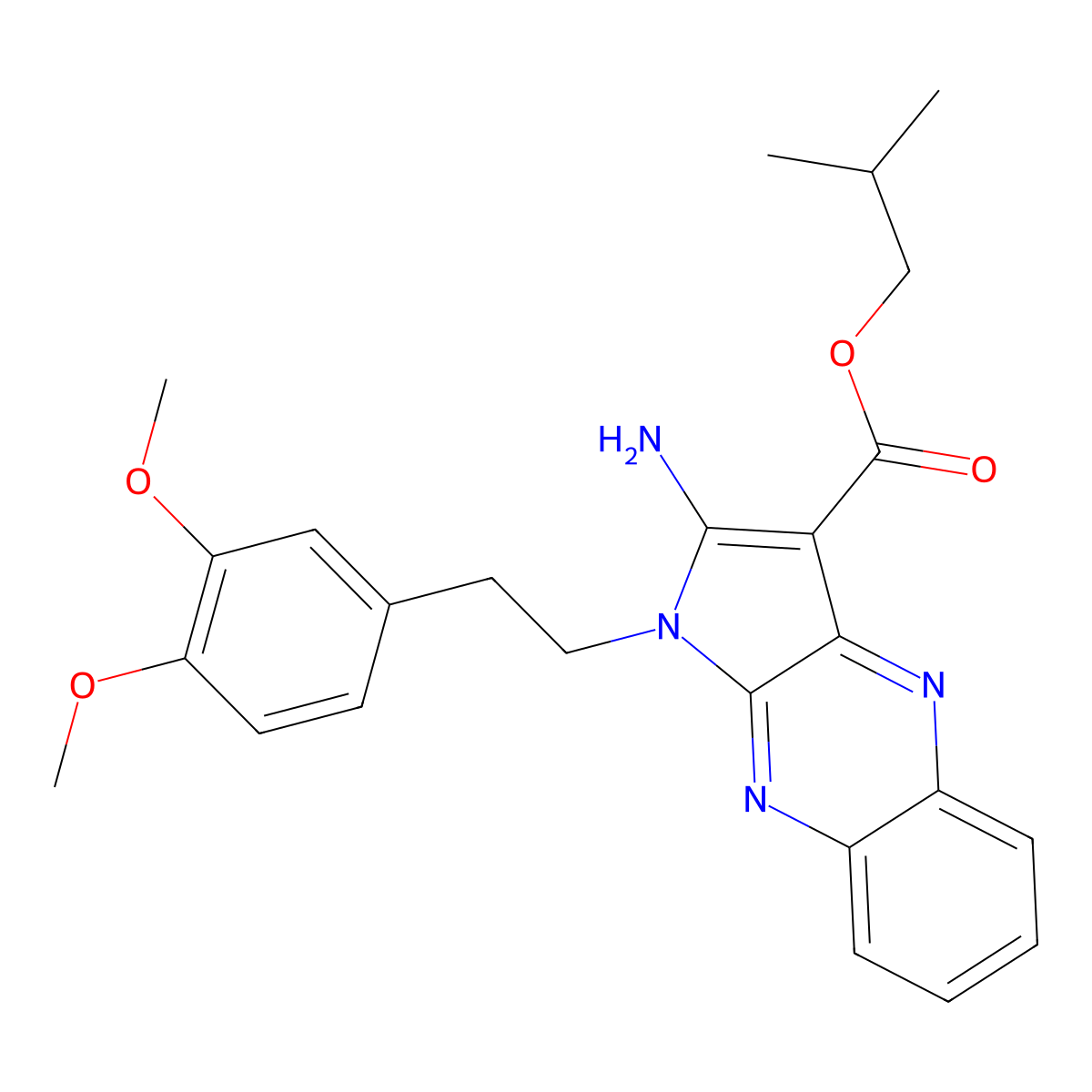 2-Methylpropyl 2-amino-1-[2-(3,4-dimethoxyphenyl)ethyl]pyrrolo[3,2-b]quinoxaline-3-carboxylate molecular structure, CAS 799829-17-7