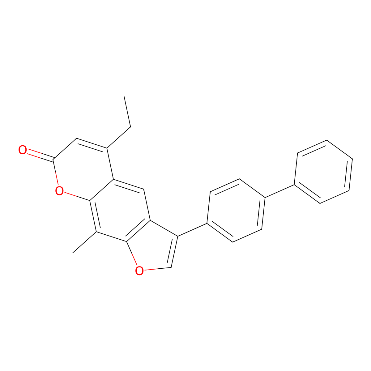 3-(4-biphenylyl)-5-ethyl-9-methyl-7H-furo[3,2-g]chromen-7-one molecular structure, CAS 799830-06-1