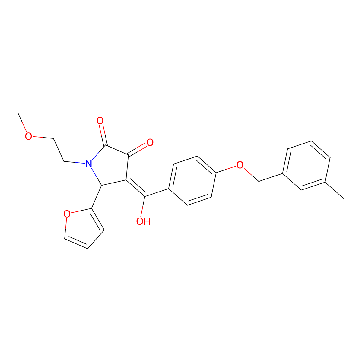 5-(furan-2-yl)-3-hydroxy-1-(2-methoxyethyl)-4-{4-[(3-methylphenyl)methoxy]benzoyl}-2,5-dihydro-1H-pyrrol-2-one molecular structure, CAS 799830-87-8
