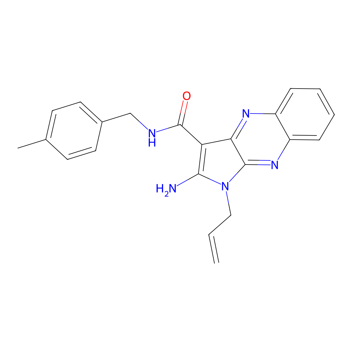1-allyl-2-amino-N-(4-methylbenzyl)-1H-pyrrolo[2,3-b]quinoxaline-3-carboxamide molecular structure, CAS 799831-21-3