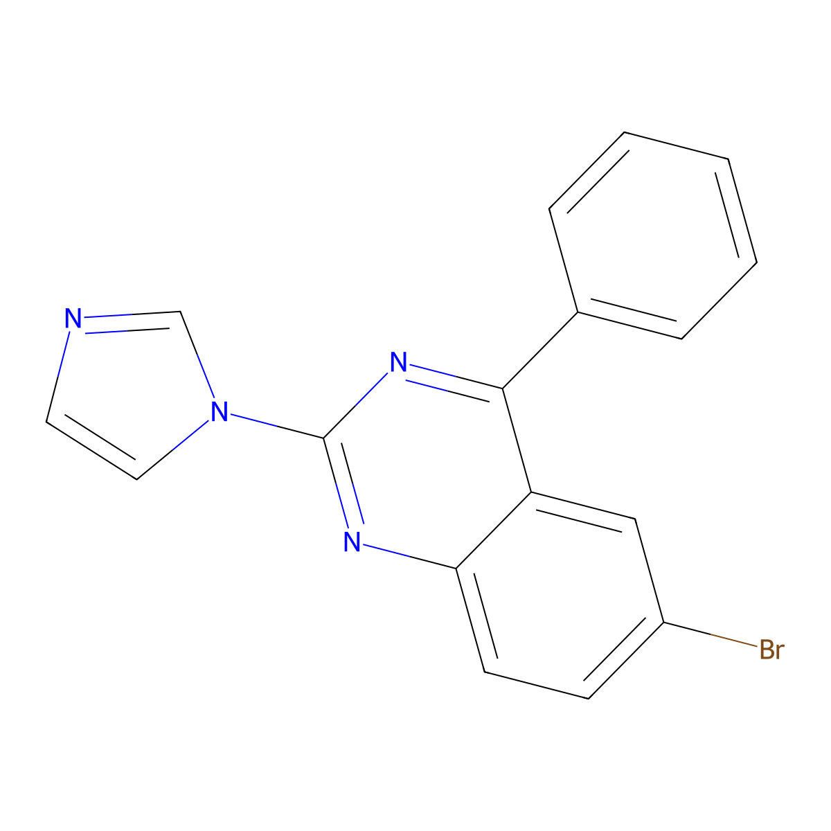 6-bromo-2-(1H-imidazol-1-yl)-4-phenylquinazoline molecular structure, CAS 799831-58-6