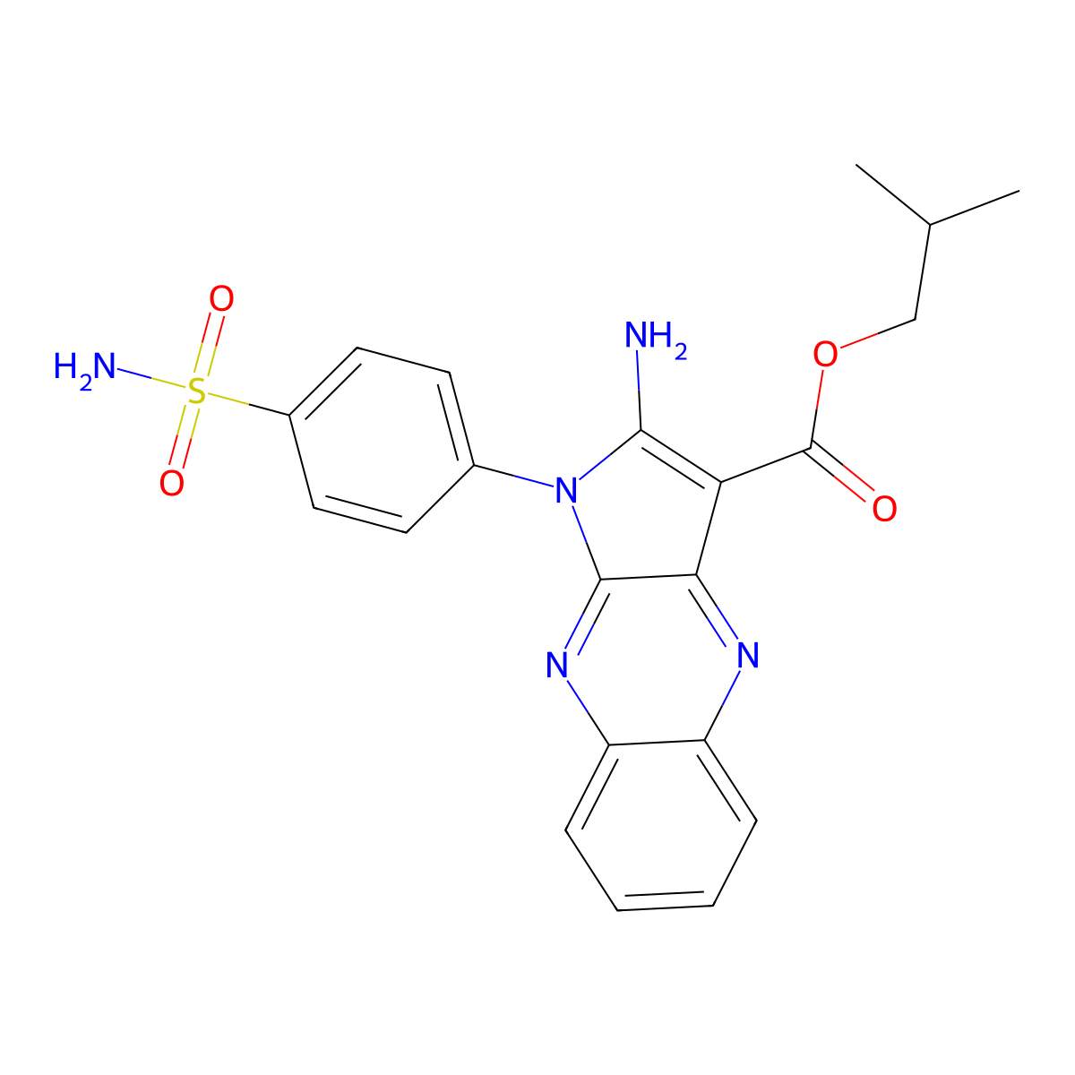 isobutyl 2-amino-1-(4-sulfamoylphenyl)-1H-pyrrolo[2,3-b]quinoxaline-3-carboxylate molecular structure, CAS 799831-75-7