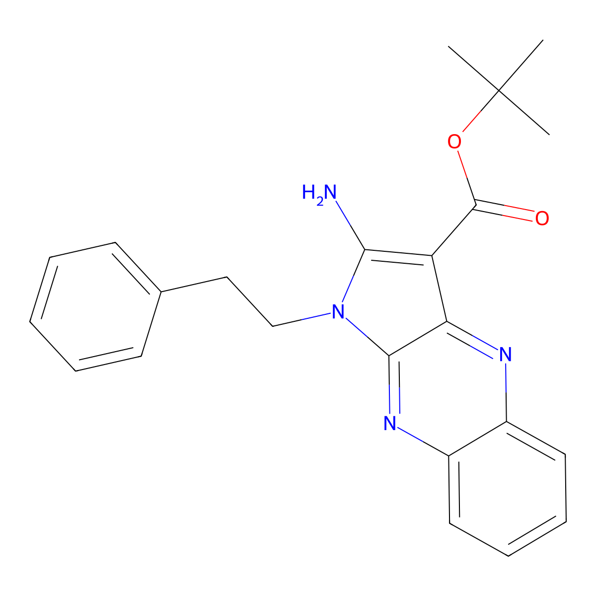 tert-butyl 2-amino-1-(2-phenylethyl)-1H-pyrrolo[2,3-b]quinoxaline-3-carboxylate molecular structure, CAS 799832-11-4