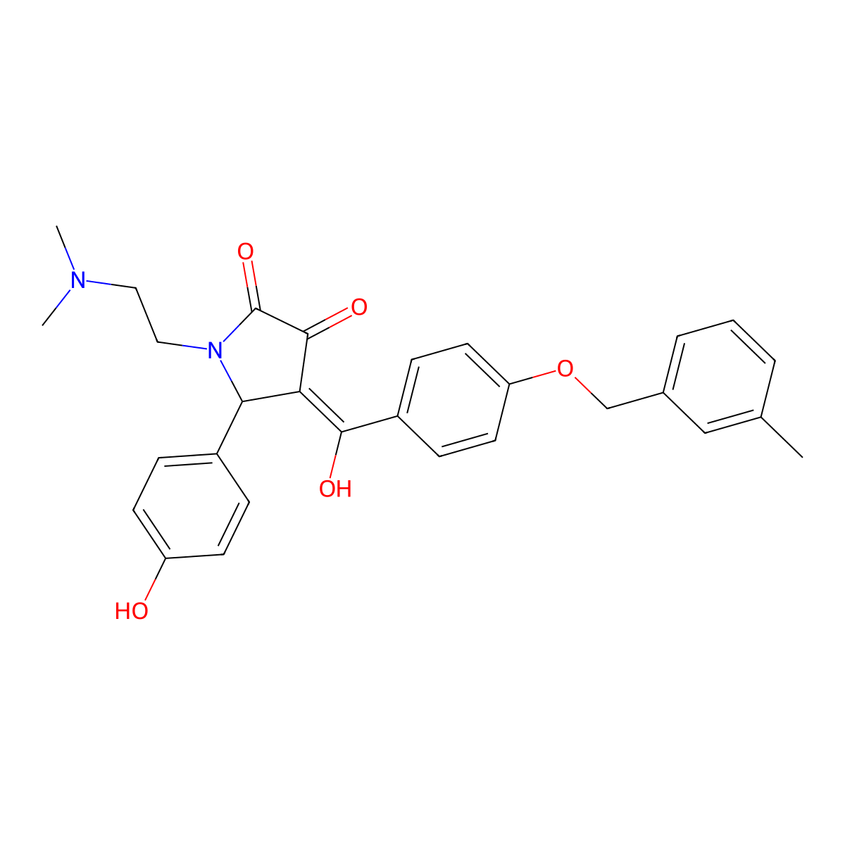 1-[2-(dimethylamino)ethyl]-3-hydroxy-5-(4-hydroxyphenyl)-4-{4-[(3-methylphenyl)methoxy]benzoyl}-2,5-dihydro-1H-pyrrol-2-one molecular structure, CAS 799833-01-5