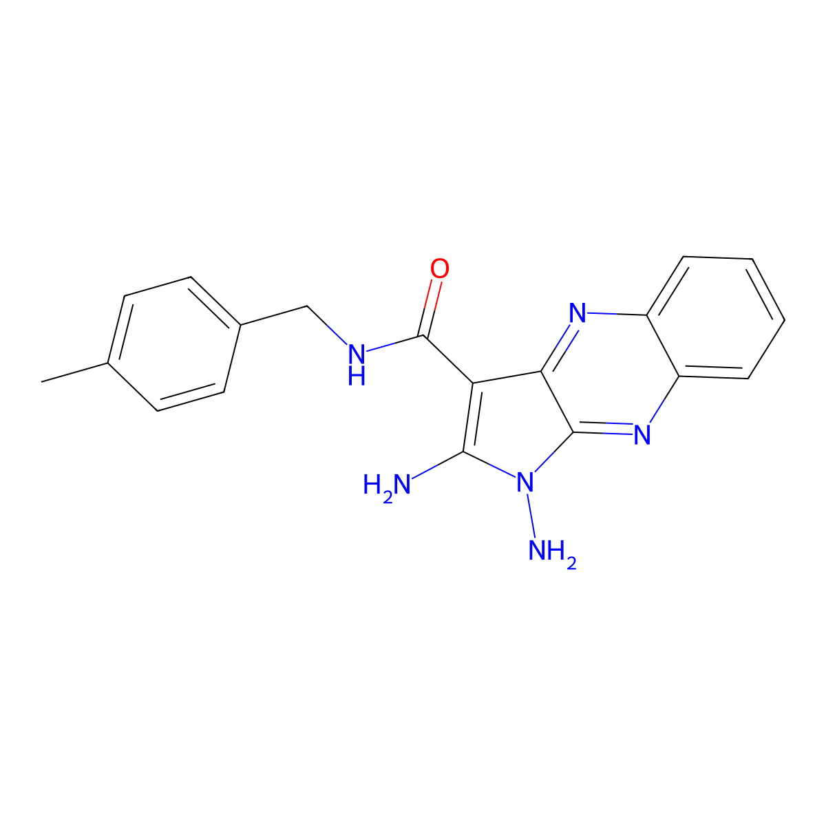 1,2-diamino-N-(4-methylbenzyl)-1H-pyrrolo[2,3-b]quinoxaline-3-carboxamide molecular structure, CAS 799833-09-3