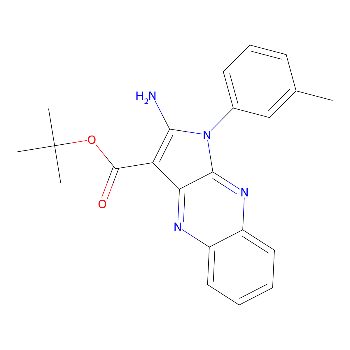 Tert-butyl 2-amino-1-(3-methylphenyl)pyrrolo[3,2-b]quinoxaline-3-carboxylate molecular structure, CAS 799833-17-3
