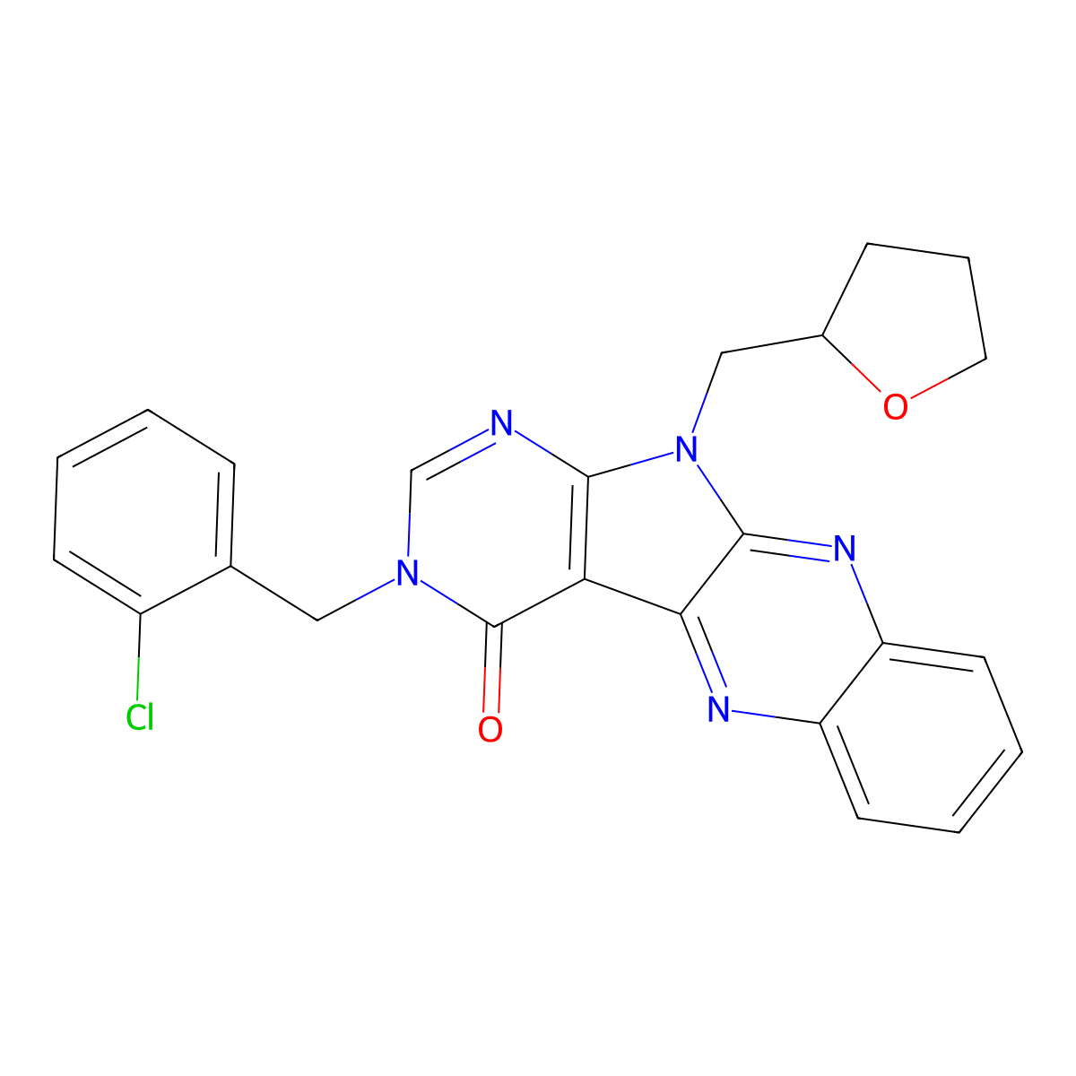 3-(2-chlorobenzyl)-11-((tetrahydrofuran-2-yl)methyl)-3H-pyrimido[5',4':4,5]pyrrolo[2,3-b]quinoxalin-4(11H)-one molecular structure, CAS 799833-65-1