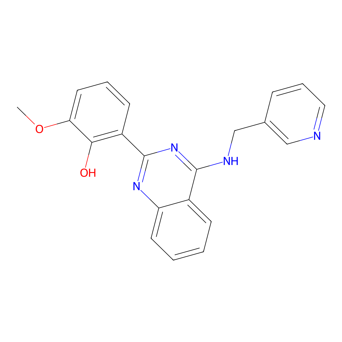 2-Methoxy-6-{4-[(pyridin-3-ylmethyl)amino]quinazolin-2-yl}phenol molecular structure, CAS 799833-68-4