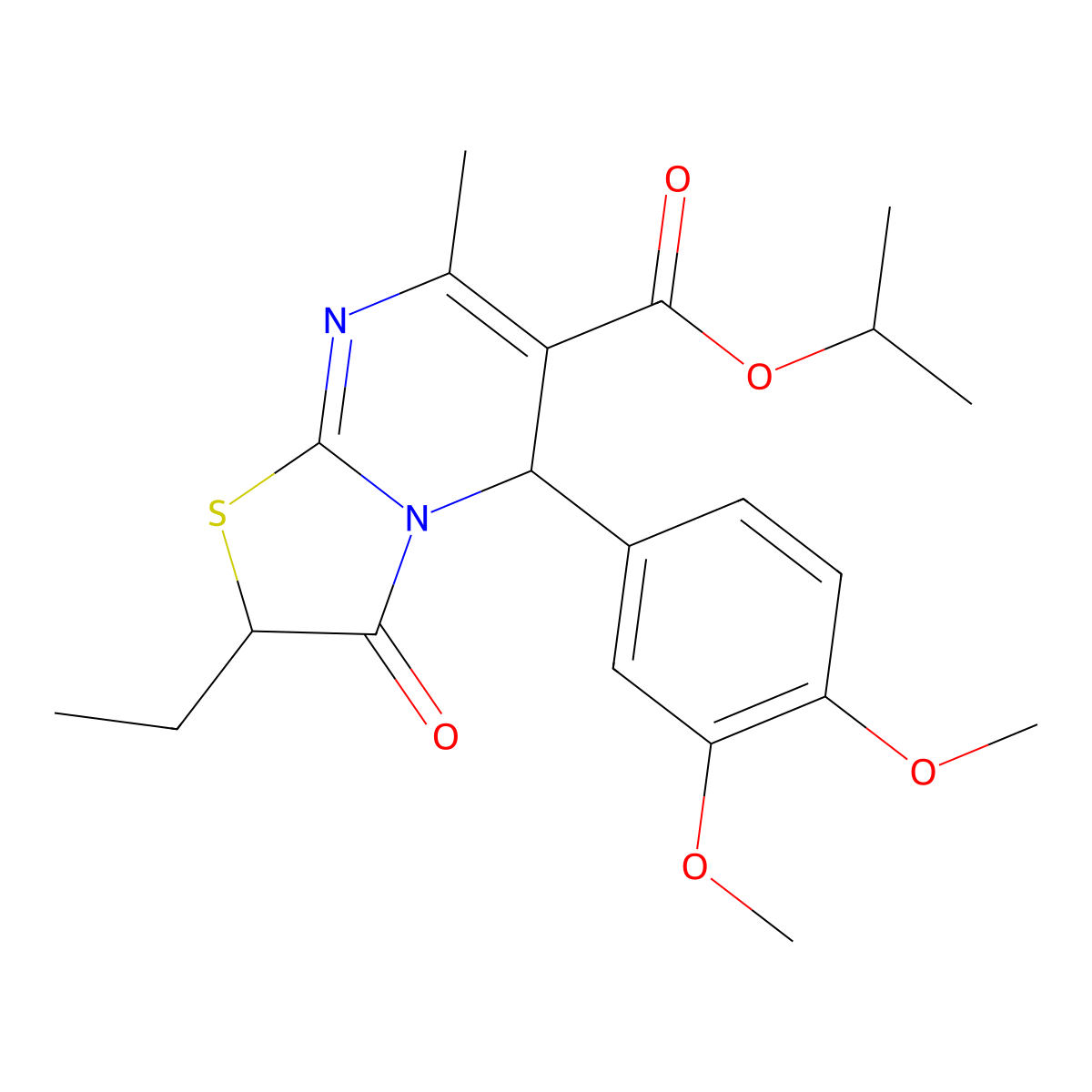 isopropyl 5-(3,4-dimethoxyphenyl)-2-ethyl-7-methyl-3-oxo-2,3-dihydro-5H-[1,3]thiazolo[3,2-a]pyrimidine-6-carboxylate molecular structure, CAS 799834-01-8