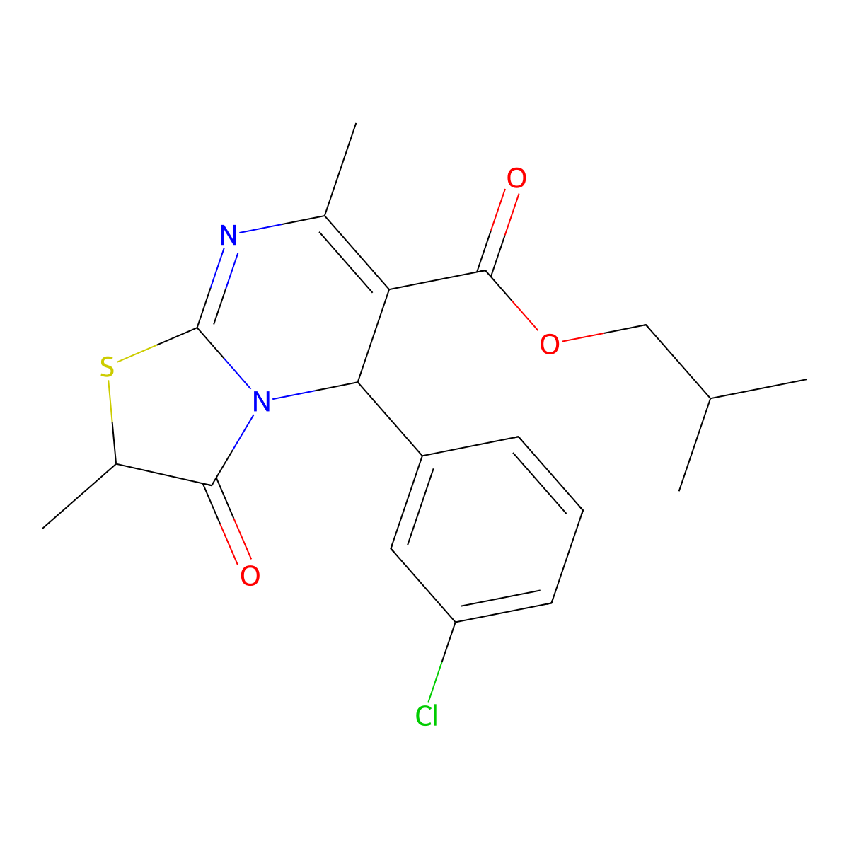 2-methylpropyl 5-(3-chlorophenyl)-2,7-dimethyl-3-oxo-2H,3H,5H-[1,3]thiazolo[3,2-a]pyrimidine-6-carboxylate molecular structure, CAS 799834-96-1
