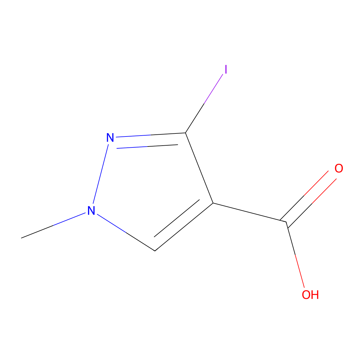 3-iodo-1-methyl-1H-pyrazole-4-carboxylic acid molecular structure, CAS 799835-40-8