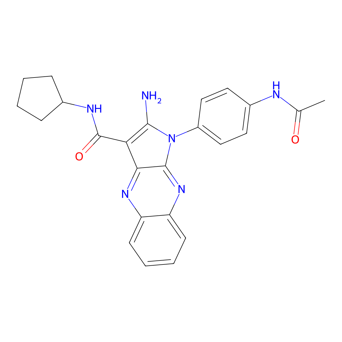 1-(4-acetamidophenyl)-2-amino-N-cyclopentyl-1H-pyrrolo[2,3-b]quinoxaline-3-carboxamide molecular structure, CAS 799838-17-8