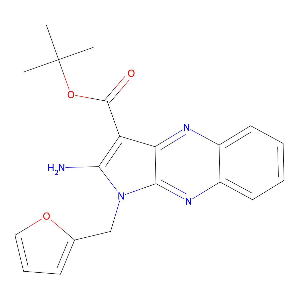 Tert-butyl 2-amino-1-(furan-2-ylmethyl)pyrrolo[3,2-b]quinoxaline-3-carboxylate molecular structure, CAS 799838-67-8