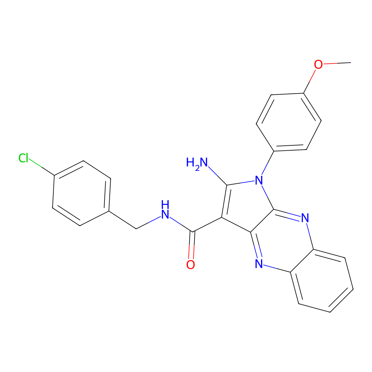 2-amino-N-(4-chlorobenzyl)-1-(4-methoxyphenyl)-1H-pyrrolo[2,3-b]quinoxaline-3-carboxamide molecular structure, CAS 799840-36-1