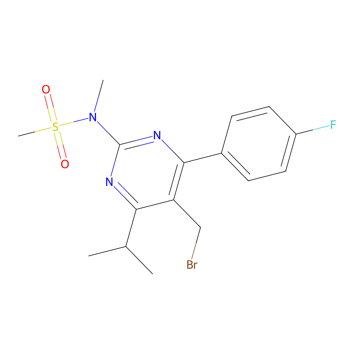 N-(5-(Bromomethyl)-4-(4-fluorophenyl)-6-(1-methylethyl)-2-pyrimidinyl)-N-methylmethanesulfonamide molecular structure, CAS 799842-07-2