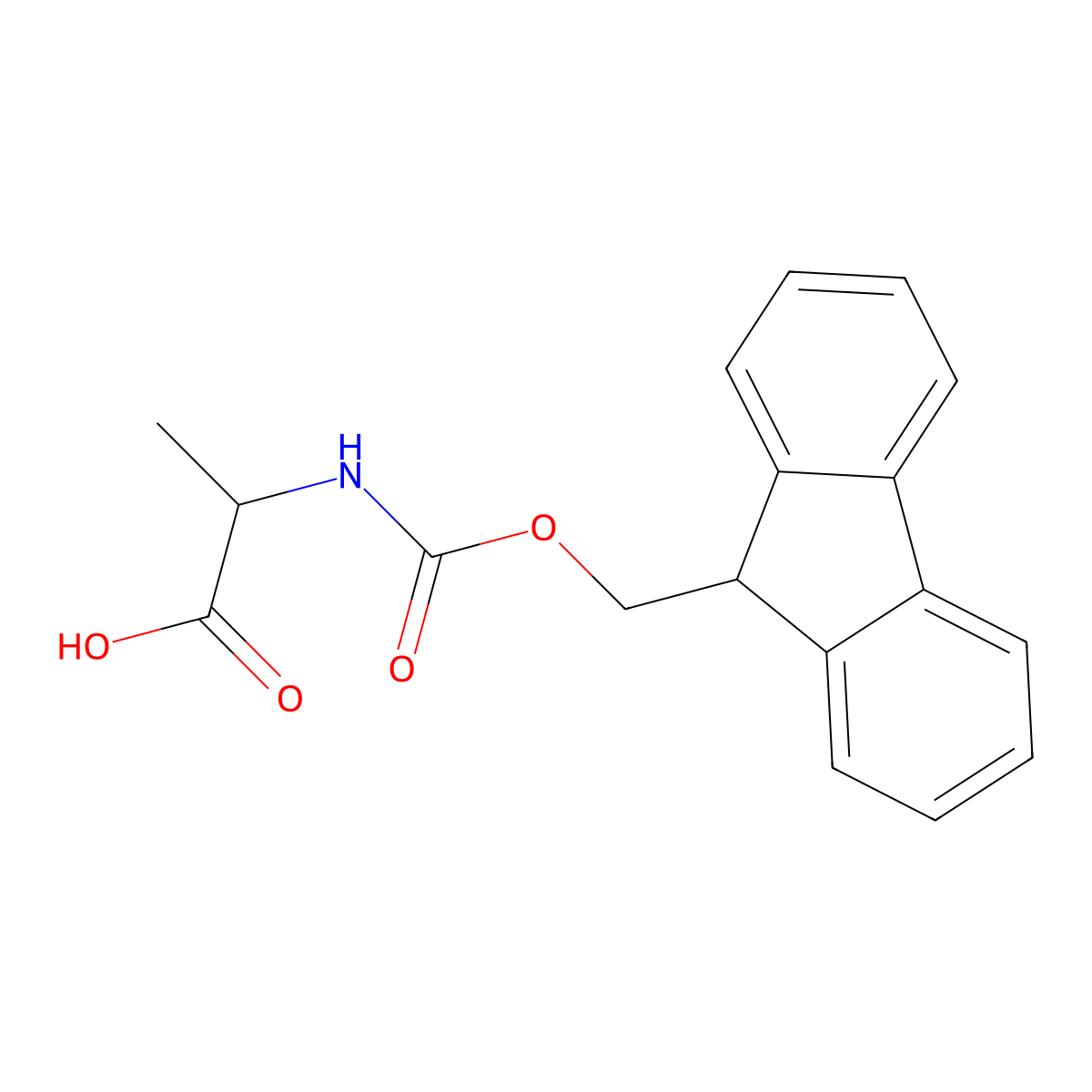 (2R)-2-{[(9H-fluoren-9-ylmethoxy)carbonyl]amino}propanoic acid molecular structure, CAS 79990-15-1