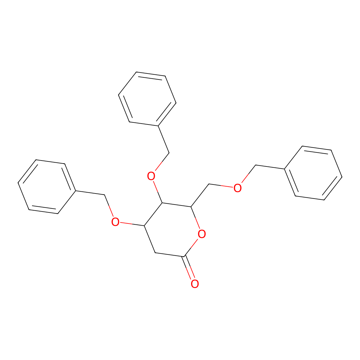 (4R,5R,6R)-4,5-Bis(benzyloxy)-6-((benzyloxy)methyl)tetrahydro-2H-pyran-2-one molecular structure, CAS 79999-46-5