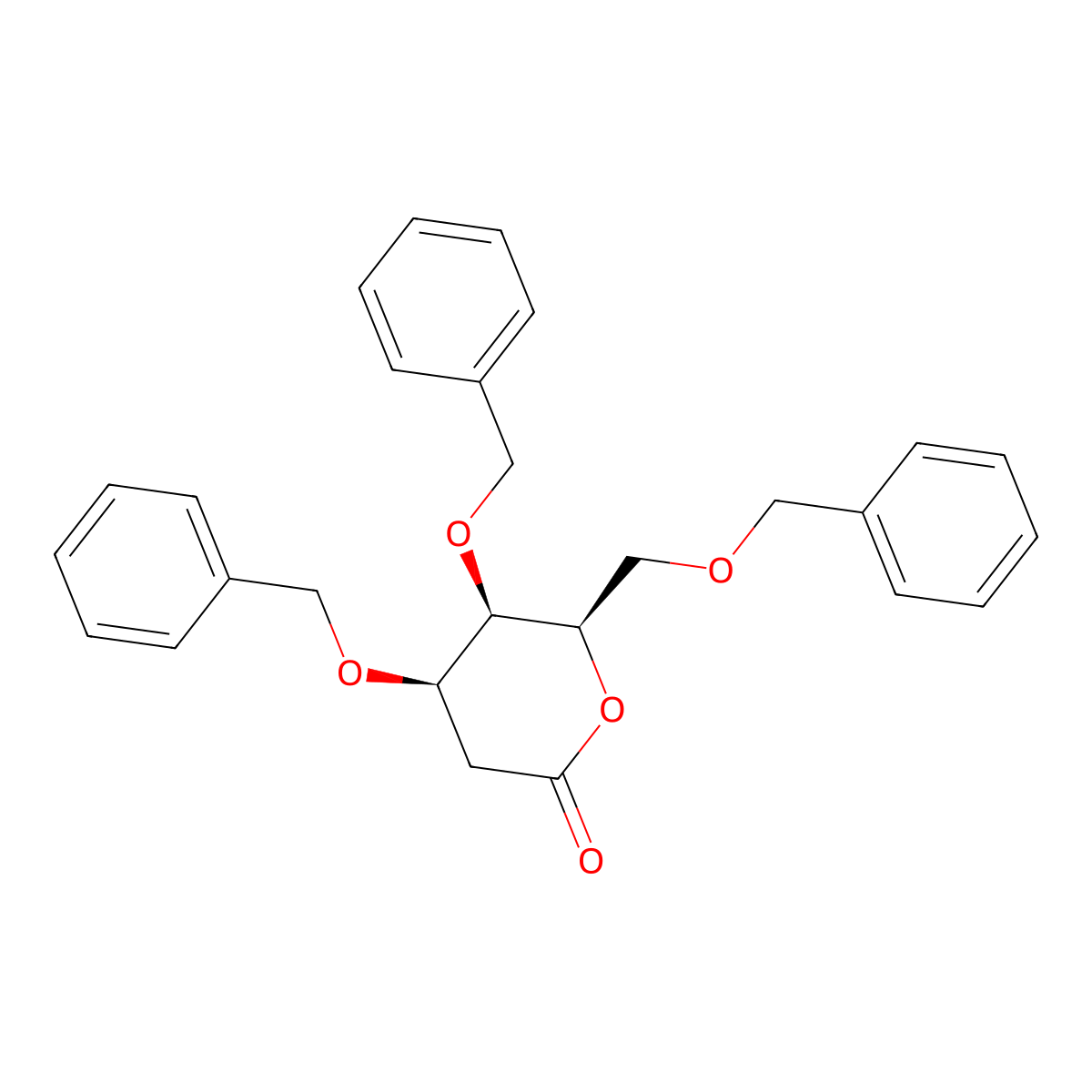 (4R,5R,6R)-4,5-Bis(benzyloxy)-6-((benzyloxy)methyl)tetrahydro-2H-pyran-2-one molecular structure, CAS 79999-46-5