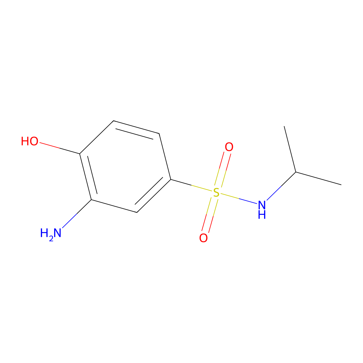 Benzenesulfonamide, 3-amino-4-hydroxy-N-(1-methylethyl)- molecular structure, CAS 80-19-3
