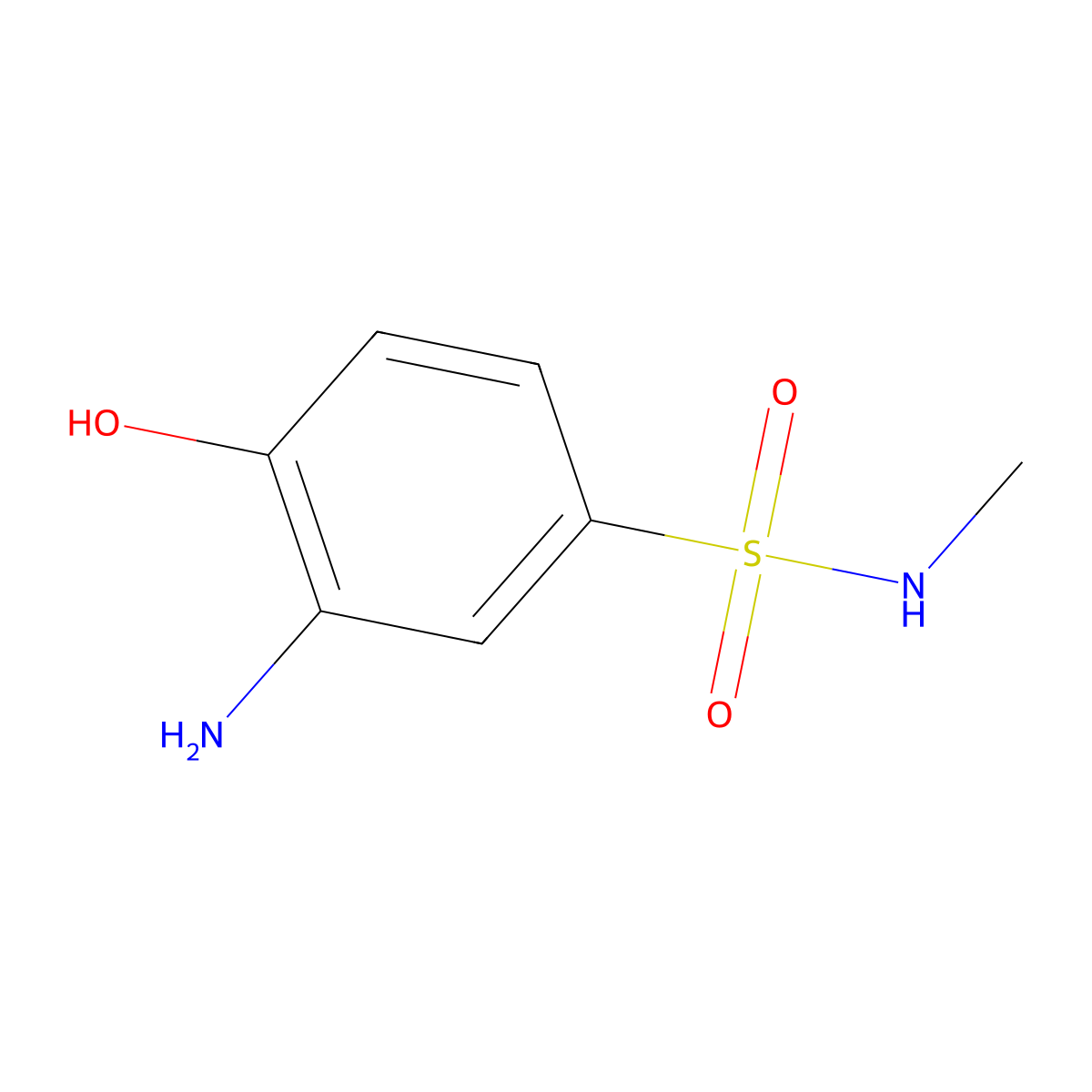 Benzenesulfonamide, 3-amino-4-hydroxy-N-methyl- molecular structure, CAS 80-23-9