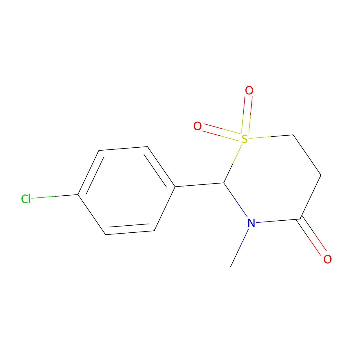 Chlormezanone molecular structure, CAS 80-77-3