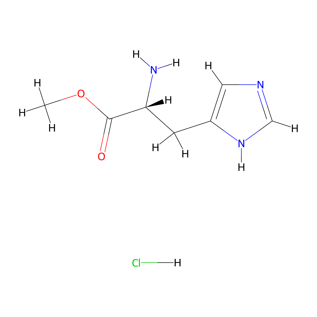 (R)-Methyl 2-amino-3-(1H-imidazol-4-yl)propanoate hydrochloride molecular structure, CAS 8000-34-8