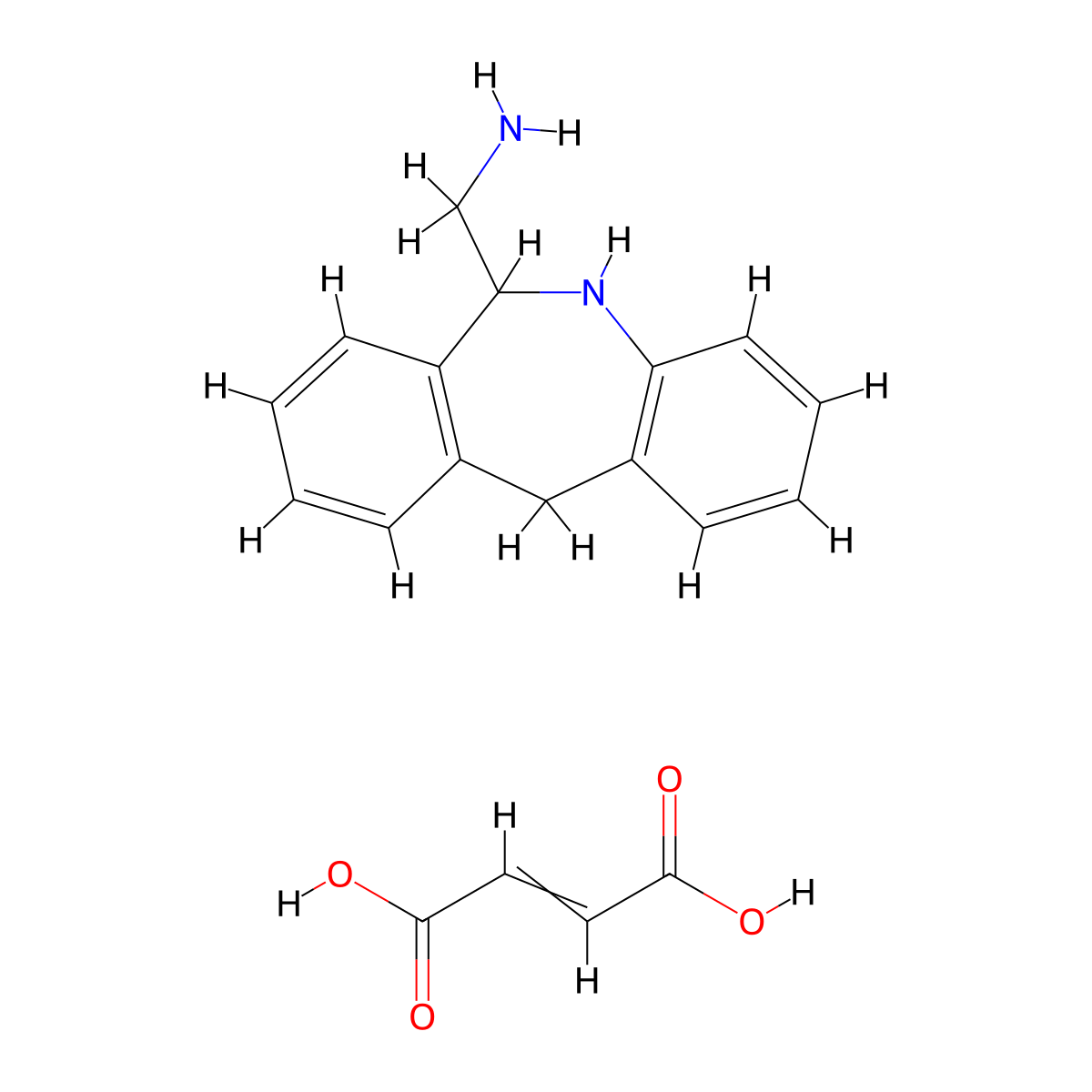 6-Aminomethyl-6,11-dihydro-5H-dibenz[b,e]azepine (E)-2-butenedioate molecular structure, CAS 80012-79-9