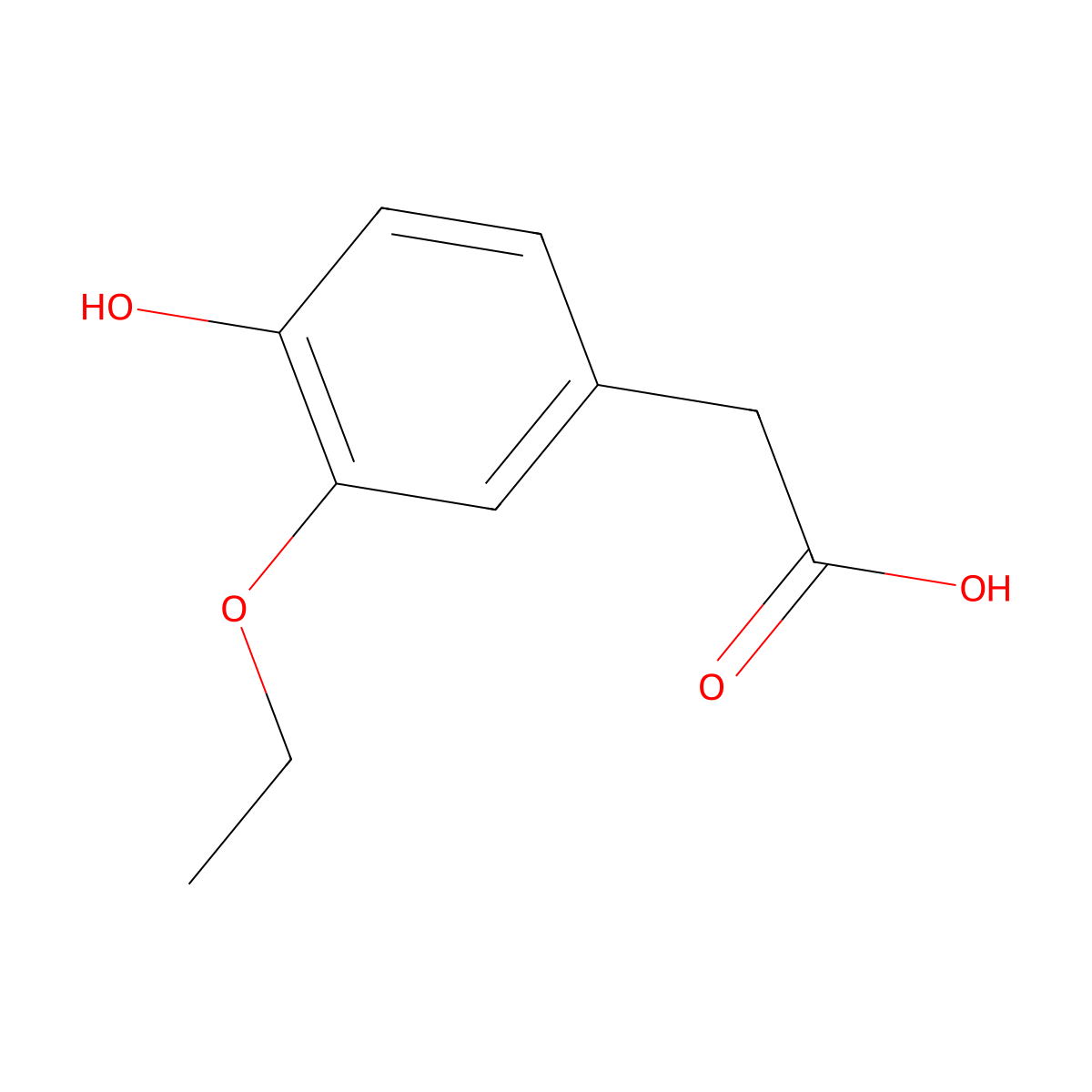 3-Ethoxy-4-hydroxybenzeneacetic acid molecular structure, CAS 80018-50-4